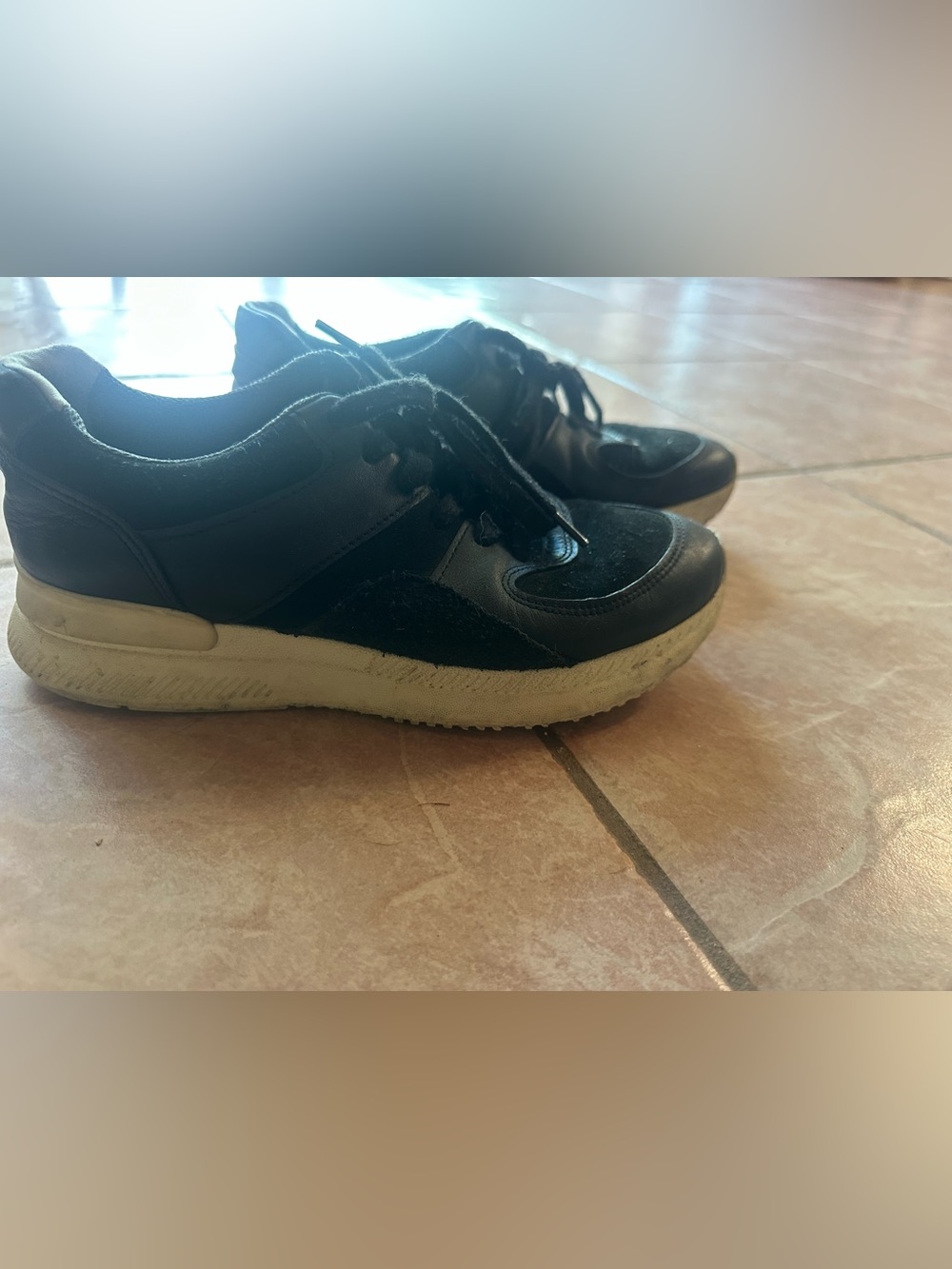 Everlane Black Lace-Up Sneakers with Cream Sole
